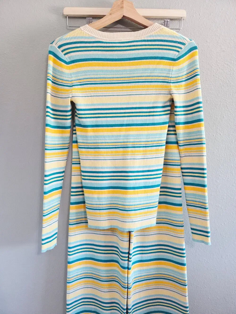 SUMMERY Copenhagen Noelle Ribbed Knit Stripe Top & Pants Set XS NWT